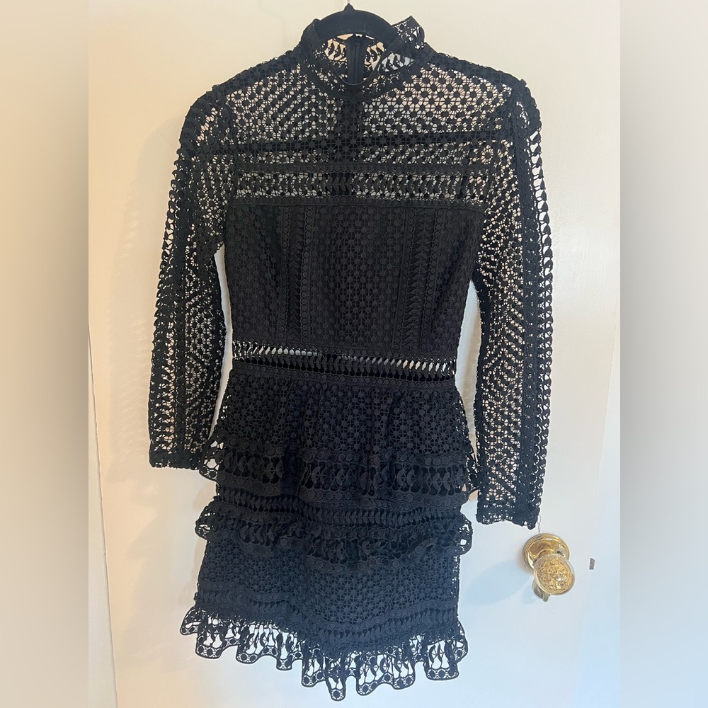 ALLISON New York black lace mini dress